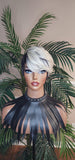 White Gray Blonde Hair Swoop Bang Wig Tapered Short Cut Pixie Cut Natural Hair Wig Glueless Wig - Beauty Blessings LLC