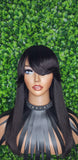 Swoop Bang Hair Wig Brazilian Virgin Remy 100% Human Hair Wig Long Bob Hairstyle Wig Feather Bang Wig - Beauty Blessings LLC