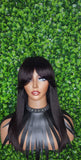 Swoop Bang Hair Wig Brazilian Virgin Remy 100% Human Hair Wig Long Bob Hairstyle Wig Feather Bang Wig - Beauty Blessings LLC