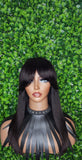 Swoop Bang Hair Wig Brazilian Virgin Remy 100% Human Hair Wig Long Bob Hairstyle Wig Feather Bang Wig - Beauty Blessings LLC