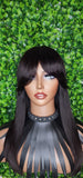 Swoop Bang Hair Wig Brazilian Virgin Remy 100% Human Hair Wig Long Bob Hairstyle Wig Feather Bang Wig - Beauty Blessings LLC