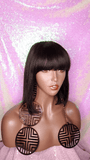 Straight Hair Short Bob Bang Peruvian Remy Glueless 100% Human Hair Wig Bob Hair China Bang Wig - Beauty Blessings LLC