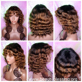 Wig Deep Wave Brazilian Remy 100% Human Hair Natural Hair Short Wig Ombre Auburn Chocolate Dark Brown Hair Wig - Beauty Blessing Wigs & Hair Extensions Boutique