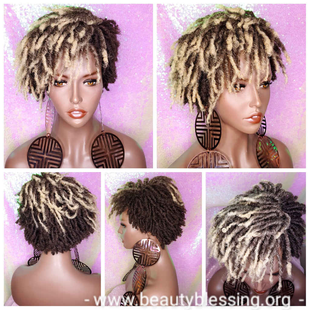 Afrocentric Short Dread Locks Coily Hair Premium Fiber Wig - Beauty Blessing Wigs & Hair Extensions Boutique