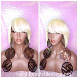Razor Cut Short Bob 100% Human Hair Full Wap Wig Blonde Wig - Beauty Blessing Wigs & Hair Extensions Boutique