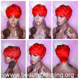 Red Choopy Pixie Cut Peruvian Remy Human Hair Wig - Beauty Blessing Wigs & Hair Extensions Boutique