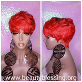 Red Choopy Pixie Cut Peruvian Remy Human Hair Wig - Beauty Blessing Wigs & Hair Extensions Boutique