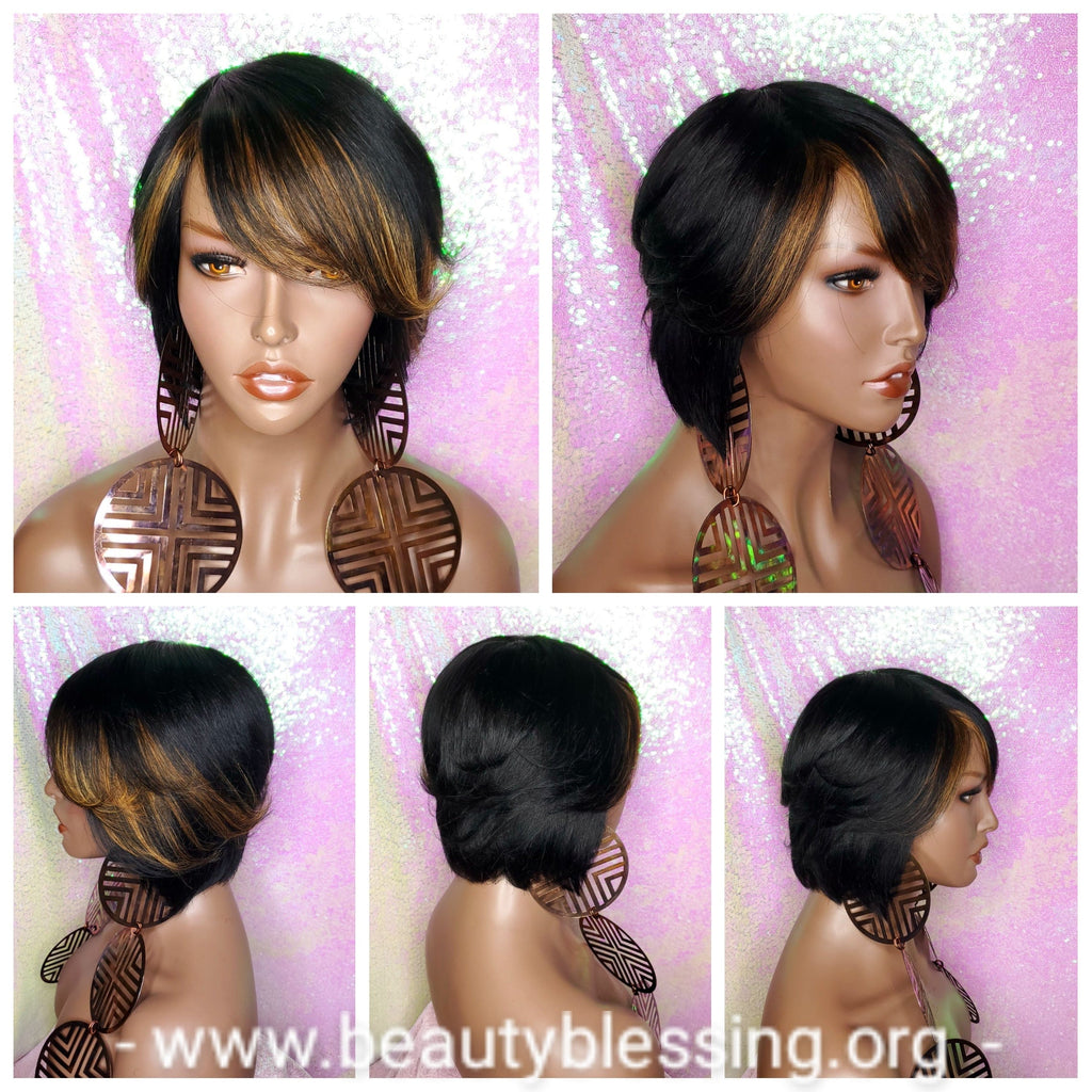 Human Hair Remy Bob Style Full Cap Wig - Beauty Blessing Wigs & Hair Extensions Boutique