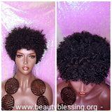 Mongolian Virgin Short Afro Coil Kinky Curl Human Hair Wig Glueless Hair Full Natural Wig - Beauty Blessing Wigs & Hair Extensions Boutique
