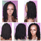 Spring Twist Bob Lace Wig Kinky Twist Braid Hair Lace Front Wig Flexible Parting Bob Lace Wig Layered African Twist Short Hair Premium Fiber Hair - Beauty Blessing Wigs & Hair Extensions Boutique
