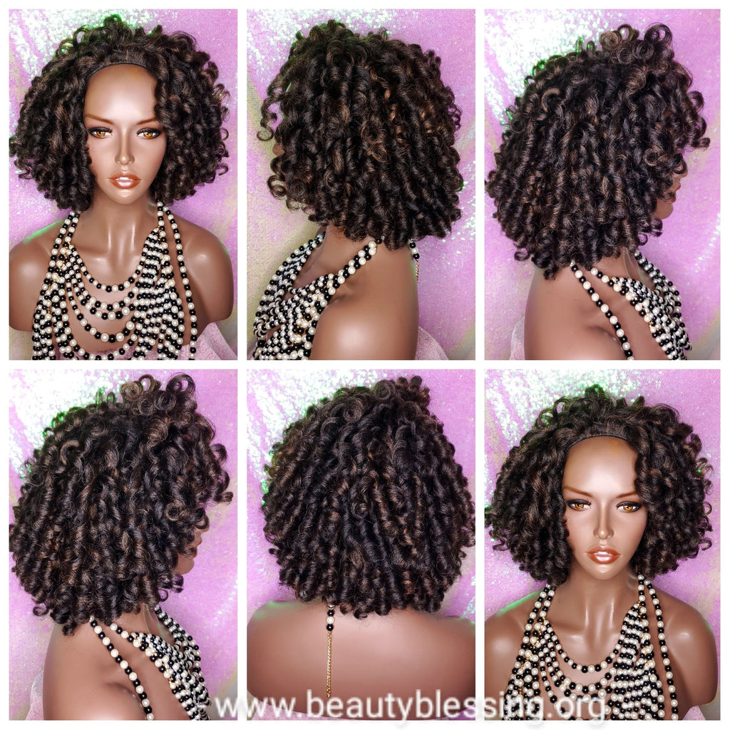 Half Wig Kinky Afro Roller Set Curl Premium Fiber Half Wig - Beauty Blessing Wigs & Hair Extensions Boutique