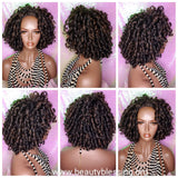 Half Wig Kinky Afro Roller Set Curl Premium Fiber Half Wig
