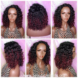 Deep Wave Lace Wig Glueless Lace Wig Burgundy Hair Premium Fiber Wig - Beauty Blessing Wigs & Hair Extensions Boutique
