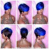 Swoop Bang Pixie Cut Royal Blue Hair Premium Fiber Wig - Beauty Blessing Wigs & Hair Extensions Boutique