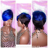 Swoop Bang Pixie Cut Royal Blue Hair Premium Fiber Wig - Beauty Blessing Wigs & Hair Extensions Boutique