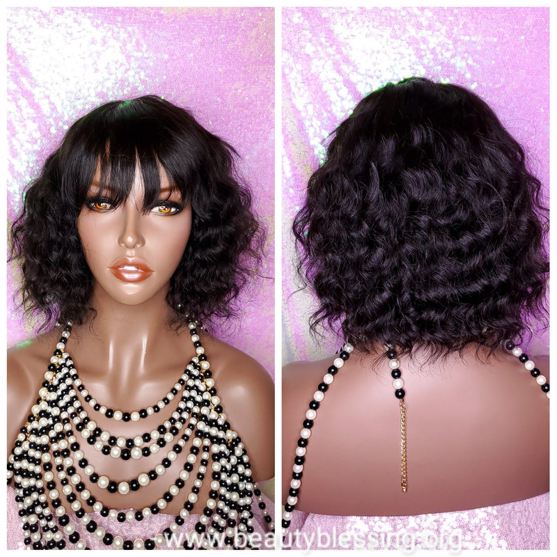 Deep Wave Natural Wave Bob Mink Brazilian Virgin Remy Human Hair Wig - Beauty Blessing Wigs & Hair Extensions Boutique