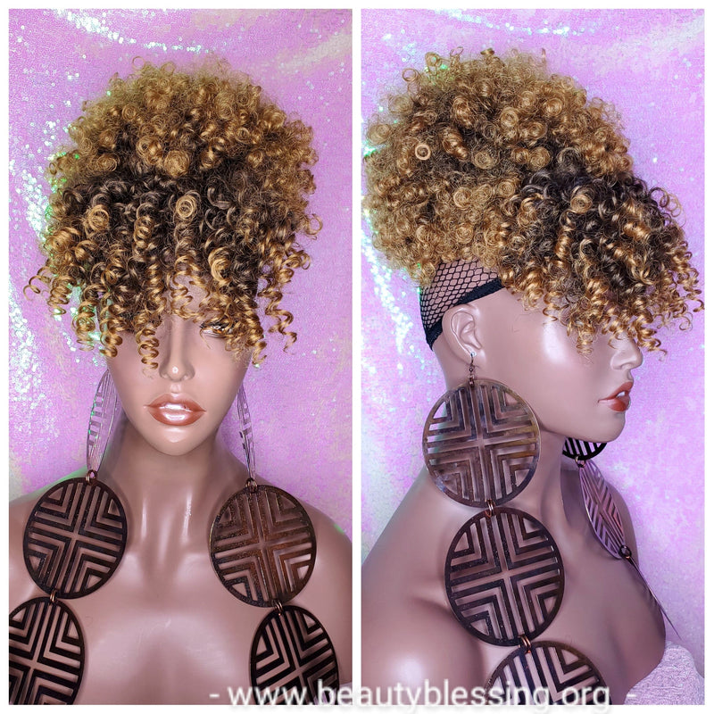 Ponytail Afro Kinky Puff Bangs Ponytails Afro Curly Hair Afro Bang Afro Puff Hair Ponytail - Beauty Blessing Wigs & Hair Extensions Boutique