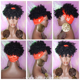 Headband Wig Afro Kinky Puff Bangs Wig Afro Curly Hair Wrap Wig Afro Bang Pre-tied Turban Wig - Beauty Blessing Wigs & Hair Extensions Boutique