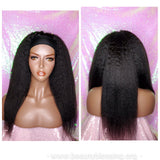 Half Wig Indian Remy 100% Human Hair Coarse Yaki Kinky Straight Half Wig African Hair Headband Wig