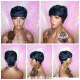 Pixie Cut Peruvian Remy Human Hair Wig Midnight Blue Hair Wig - Beauty Blessing Wigs & Hair Extensions Boutique