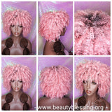 Pink Hair Wig Spiral Kinky Afro Curly Hair Premium Fiber Natural Hair Wig - Beauty Blessing Wigs & Hair Extensions Boutique