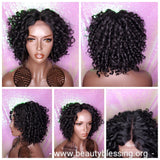 Short Bob Kinky Afro Curl Lace Front Wig Small Wand Curl Bob Natural Yaki Texture Bob Wig Glueless Preplucked Lace Wig - Beauty Blessing Wigs & Hair Extensions Boutique