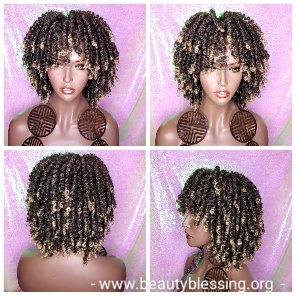 Large Afro Coil Kinky Twist Hair Brown Blonde Twist Natural Wig Bantu Knots Hairstyle  - Beauty Blessing Wigs & Hair Extensions Boutique