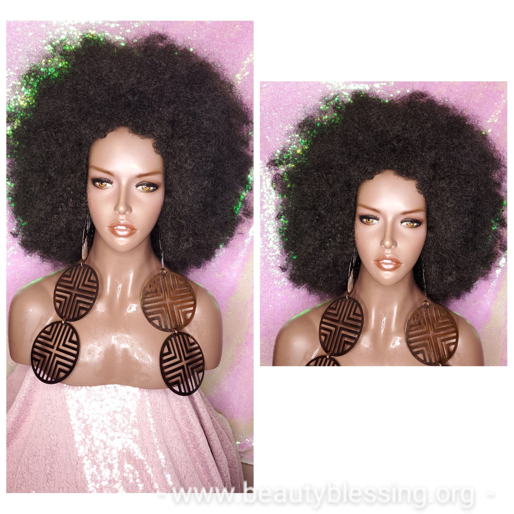 Big Afro Kinky Coil Realistic Natural Hair Afro Full Cap Wig - Beauty Blessing Wigs & Hair Extensions Boutique