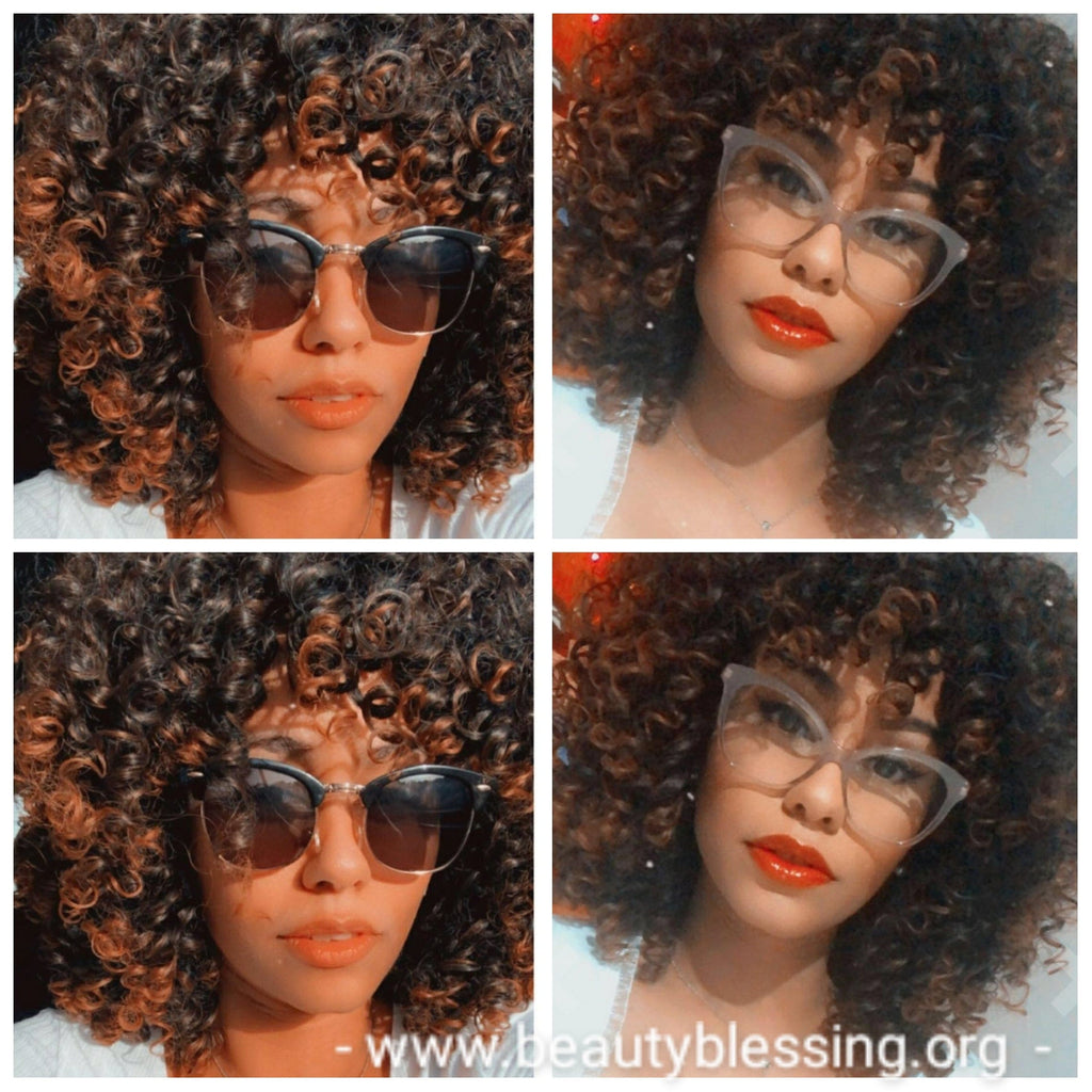 Curly Kinky Afro Spiral Curl Wig Big Ombre Auburn Natural Ombre Brown Auburn Hair Wig - Beauty Blessing Wigs & Hair Extensions Boutique