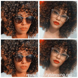 Curly Kinky Afro Spiral Curl Wig Big Ombre Auburn Natural Ombre Brown Auburn Hair Wig - Beauty Blessing Wigs & Hair Extensions Boutique