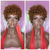 Auburn Hair Virgin Remy Short Afro Coil Kinky Curl Human Hair Wig Glueless Hair Full Natural Wig