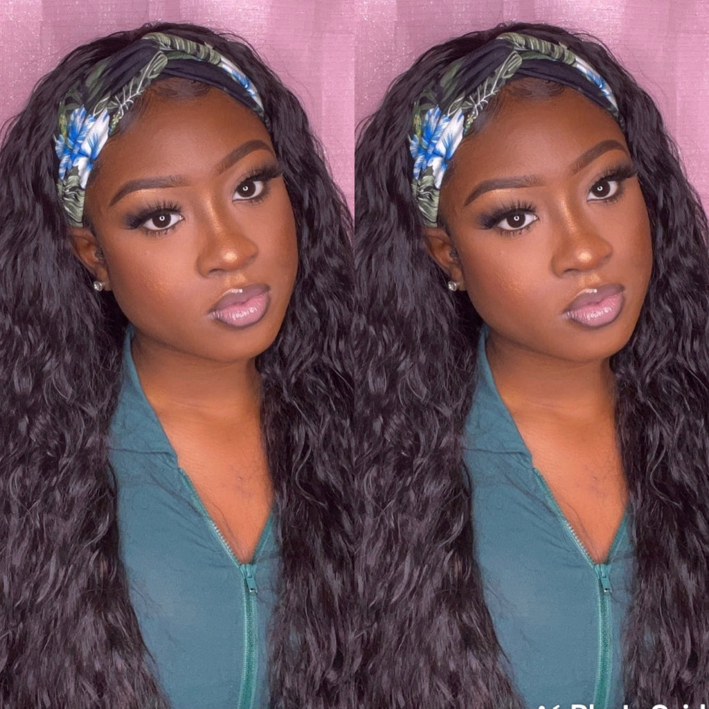 Head band Wig Beach Wave Loose Wave Natural Hair Half Wig Hair Wrap Trendy Headband Wig Summer Girl Hair Wig - Beauty Blessing Wigs & Hair Extensions Boutique