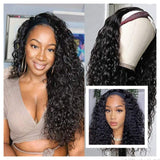 Headband Wigs Water Wave  Human Hair Wigs Mink Brazilian Remy Human Hair Glueless