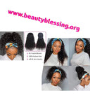 Headband Wigs Water Wave  Human Hair Wigs Mink Brazilian Remy Human Hair Glueless - Beauty Blessing Wigs & Hair Extensions Boutique