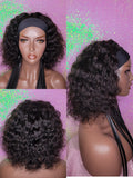 Head band Wig Short Bob Water Wave Brazilian Remy 100% Human Hair Natural Hair Half Wig Hair Wrap Headband Wig Affordable - Beauty Blessing Wigs & Hair Extensions Boutique