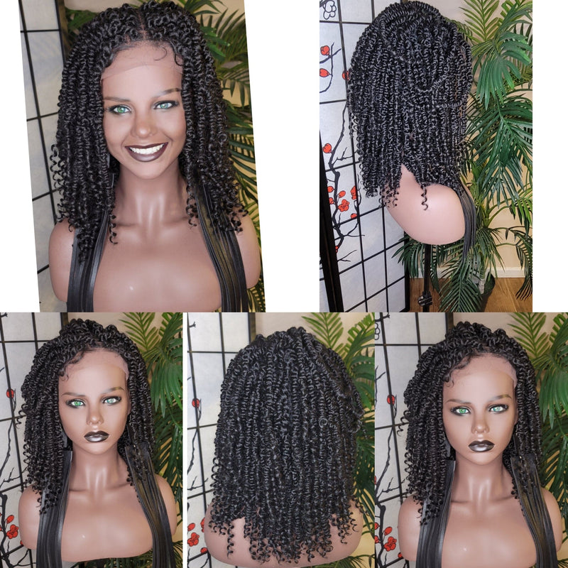Spring Twist Passion Twist Kinky Twist Lace Wig Braid Hair Lace Front Wig Flexible Parting Bob Lace Wig Layered African Twist Short Hair Glueless Wig - Beauty Blessing Wigs & Hair Extensions Boutique