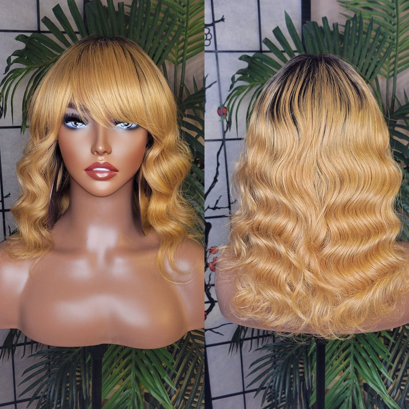 Deep Wave Hair Strawberry Blonde Remy 100% Human Hair Wig Wavy Hair Swoop Bang Wig Full Cap Wig Colored Hair Wig
Light Yaki Texture Hair Wig - Beauty Blessings LLC