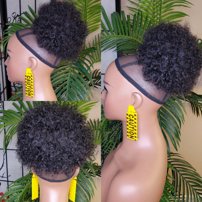 Human Hair Ponytail Afro Kinky Puff Ponytail Afro Curly Hair Extension Human Hair Afro Puff Hair Ponytail - Beauty Blessing Wigs & Hair Extensions Boutique