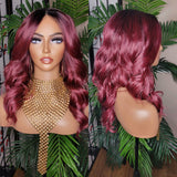 Curly Lace Front Big Barrel Curl Lace Wig Silky Soft Hair Natural Hairline Burgundy Dark Cranberry Hair Protective Style Glueless Wig