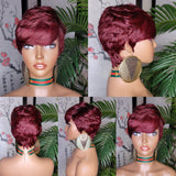 Short Hair Cut Pixie Cut Peruvian Remy Human Hair Wigs Burgundy Wigs - Beauty Blessing Wigs & Hair Extensions Boutique