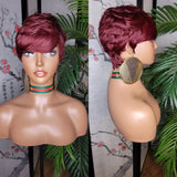 Short Hair Cut Pixie Cut Peruvian Remy Human Hair Wigs Burgundy Wigs - Beauty Blessing Wigs & Hair Extensions Boutique