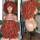 Curly Kinky Afro Spiral Curl Wig Big Ombre Auburn Natural Ombre Brown Auburn Hair Wig - Beauty Blessing Wigs & Hair Extensions Boutique