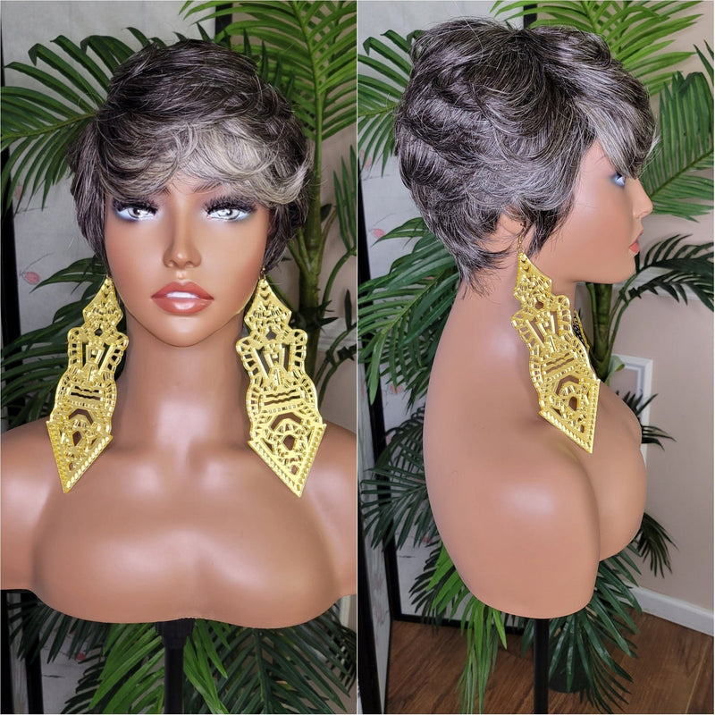 Swoop Bang Gray Hair Wig