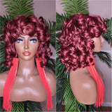 Big Barrel Curl Short Style Wig Full Cap Women Wig Curly Hair Women Fashion Wig Red Carpet Wig Bouncy Curl Hairstyle Auburn Highlights - Beauty Blessing Wigs & Hair Extensions Boutique