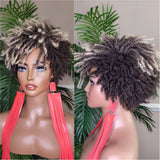 Pixie Cut Afro Kinky Coily Twist Dread Locks Natural Style Wig Brown Blonde Hair Wigs - Beauty Blessings LLC