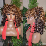 Big Barrel Curl Wig Full Cap Wig  Curly Hair Women Red Carpet Wig Bouncy Curl Hairstyle Ombre Brown Auburn Strawberry Blonde Hair Wig - Beauty Blessings LLC