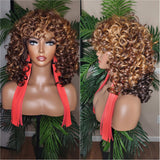 Big Barrel Curl Wig Full Cap Wig  Curly Hair Women Red Carpet Wig Bouncy Curl Hairstyle Ombre Brown Auburn Strawberry Blonde Hair Wig - Beauty Blessings LLC