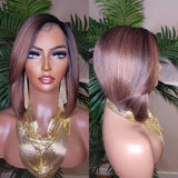 Bob Hairstyle Short Cut Swoop Bang Glueless Lace Wig Preplucked Lace Front Wig Layered Bob Style Hair Wig - Beauty Blessings LLC