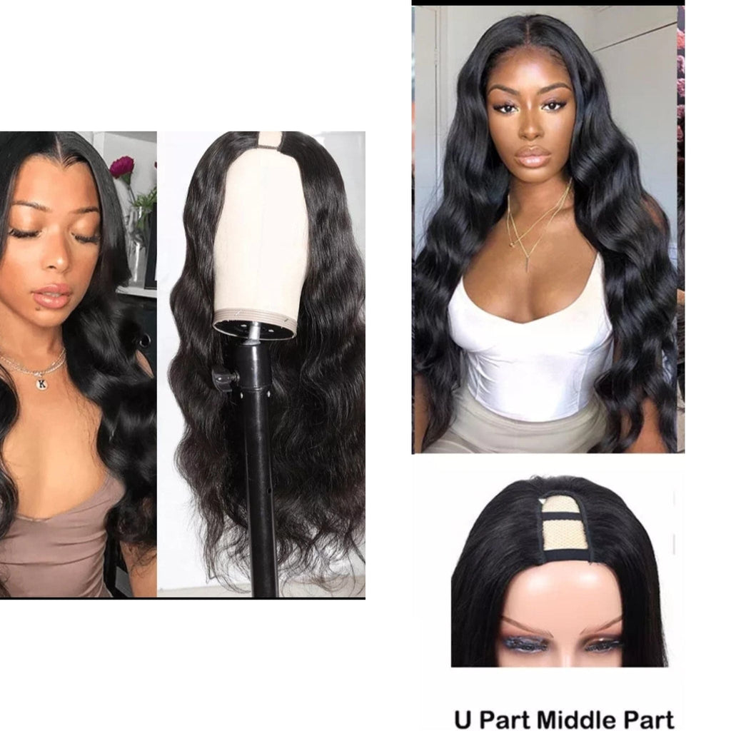 U-Part Wig Body Wave Natural Hairstyle Peruvian Remy Human Hair Wig 170% Density - Beauty Blessings LLC