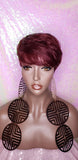 Short Hair Cut Pixie Cut Peruvian Remy Human Hair Wigs Burgundy Wigs - Beauty Blessing Wigs & Hair Extensions Boutique